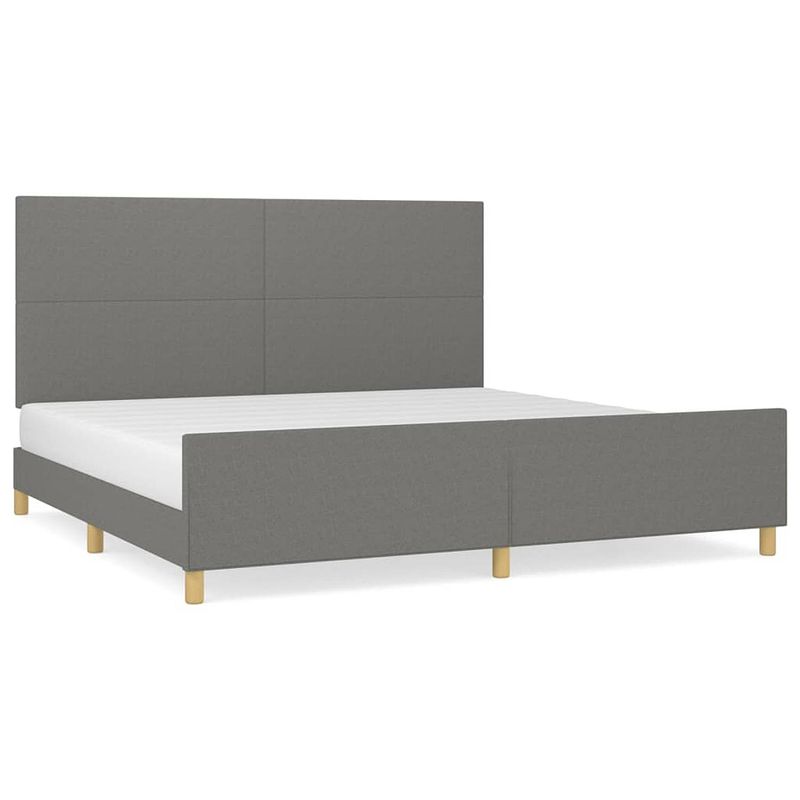 Foto van Vidaxl bedframe met hoofdeinde stof donkergrijs 200x200 cm