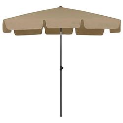 Foto van The living store strandparasol - polyester - 200 x 125 cm - uv-bestendig - taupe