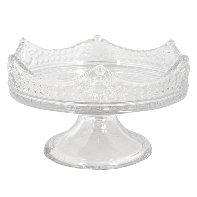 Foto van Clayre & eef bonbonniere kroon ø 21*12 cm transparant glas rond serveerschaal decoratie schaal presenteerschaal