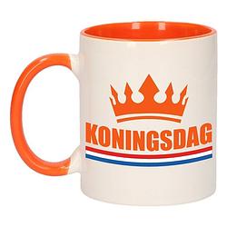 Foto van 1x koningsdag beker / mok - oranje met wit - 300 ml keramiek - oranje bekers