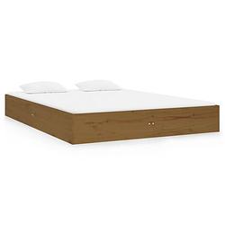 Foto van The living store houten bedframe - honingbruin - 120 x 190 cm - stabiel en rustiek