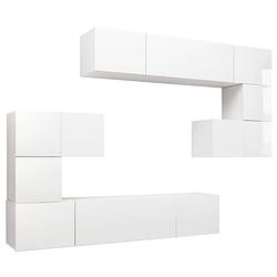 Foto van The living store televisiemeubel set - spaanplaat - 80x30x30 cm - 60x30x30 cm - 30.5x30x30 cm - hoogglans wit