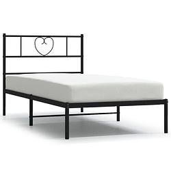 Foto van Vidaxl bedframe met hoofdbord metaal zwart 90x190 cm