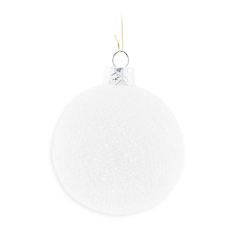 Foto van 1x witte cotton balls kerstballen decoratie 6,5 cm - kerstbal