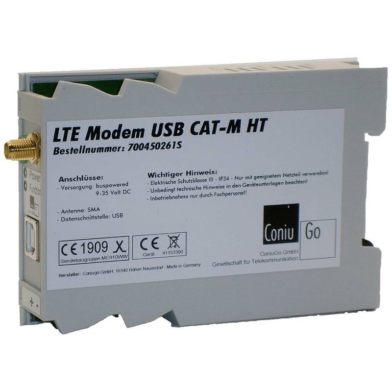 Foto van Coniugo coniugo lte gsm modem usb dualpowered hutschiene cat m lte-modem 12 v/dc functie: alarmeren