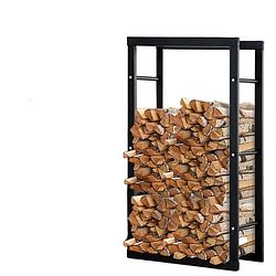 Foto van Modern houtrek - houtopslag - haardhout aanmaakhout opslag - brandhout - haardhoutbak - design - zwart - 25 x 60 x 10...
