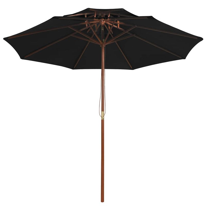 Foto van The living store parasol - houten - ø270 x 256 cm - uv-beschermend - zwart