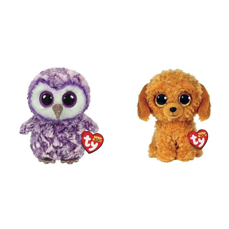 Foto van Ty - knuffel - beanie boo'ss - moonlight owl & golden doodle dog