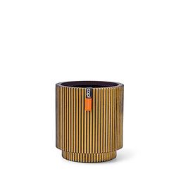 Foto van Capi europe - vaas cilinder groove - 15x17 - goud - bloempot voor binnen - bgvgb313