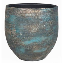 Foto van Floran - pot madeira d24 h24 cm blauw goud keramiek