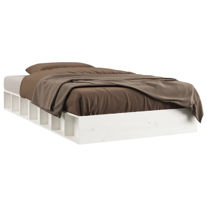 Foto van Vidaxl bedframe massief hout wit 135x190 cm 4ft6 double