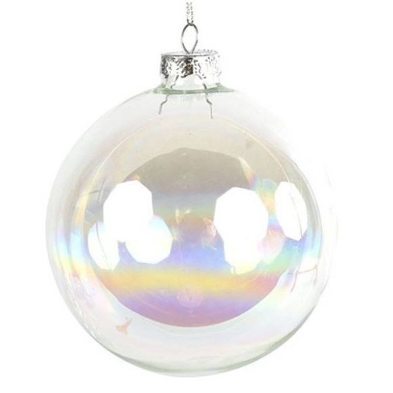 Foto van Tom kerstbal franci 15 cm glas zilver/wit