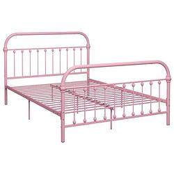 Foto van The living store bedframe metaal roze - 213x171x109 cm - massief constructie - inclusief lattenbodem - montage vereist