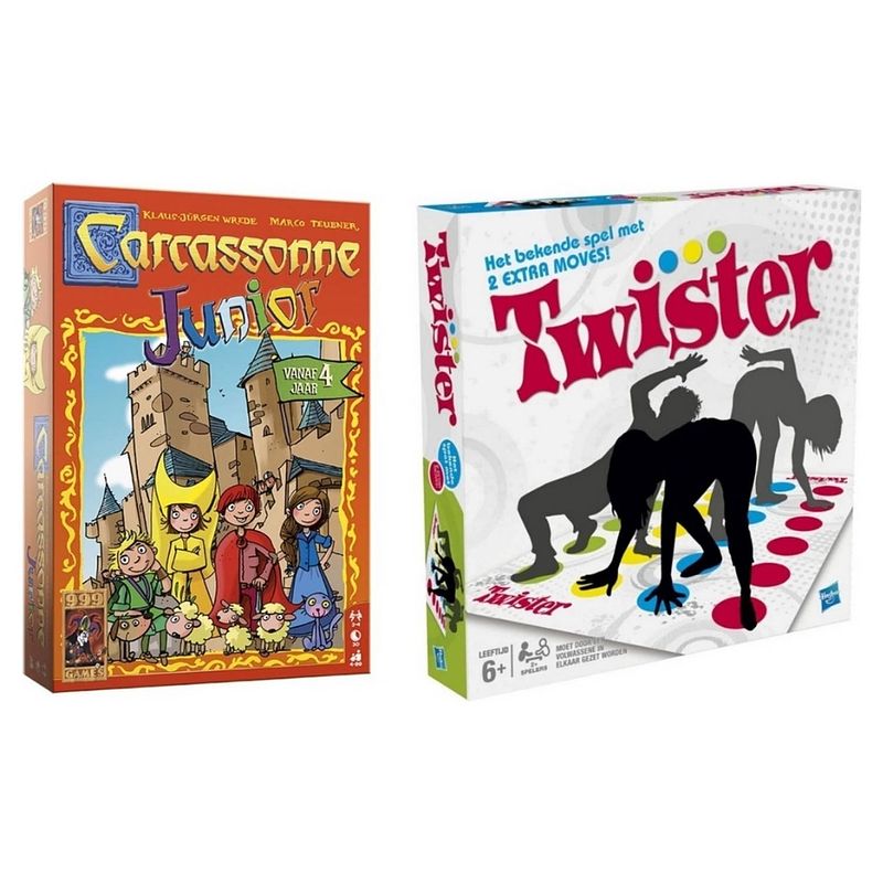 Foto van Spellenbundel - 2 stuks - carcassonne junior & hasbro twister