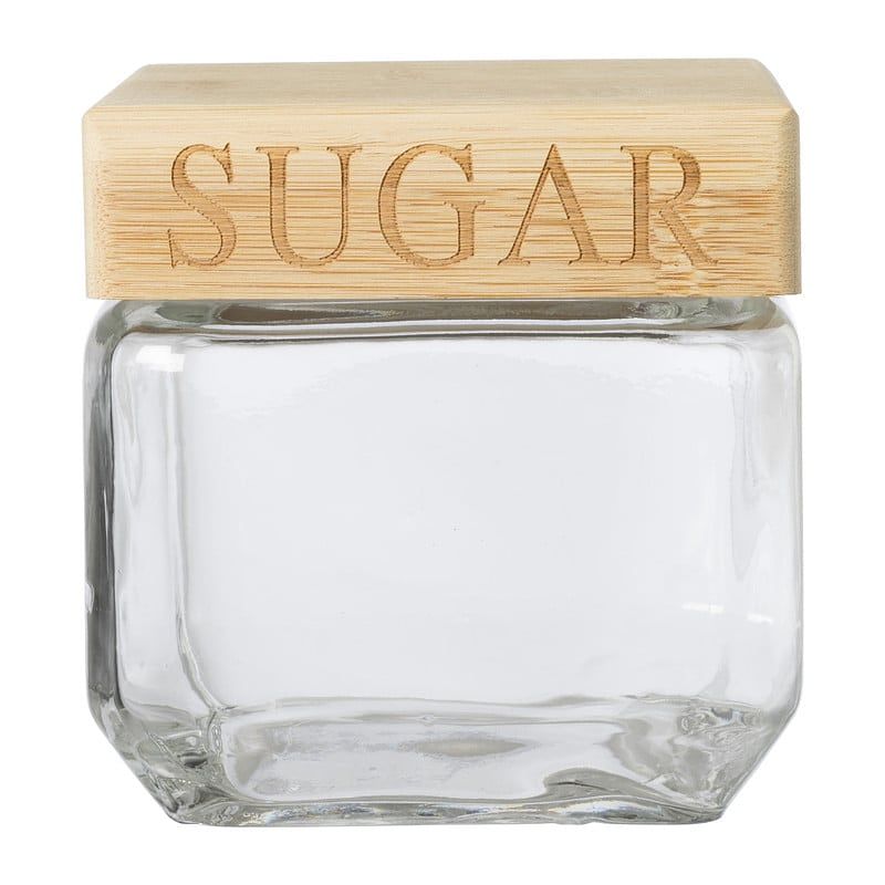 Foto van Opbergpot sugar - glas/bamboe - 830 ml