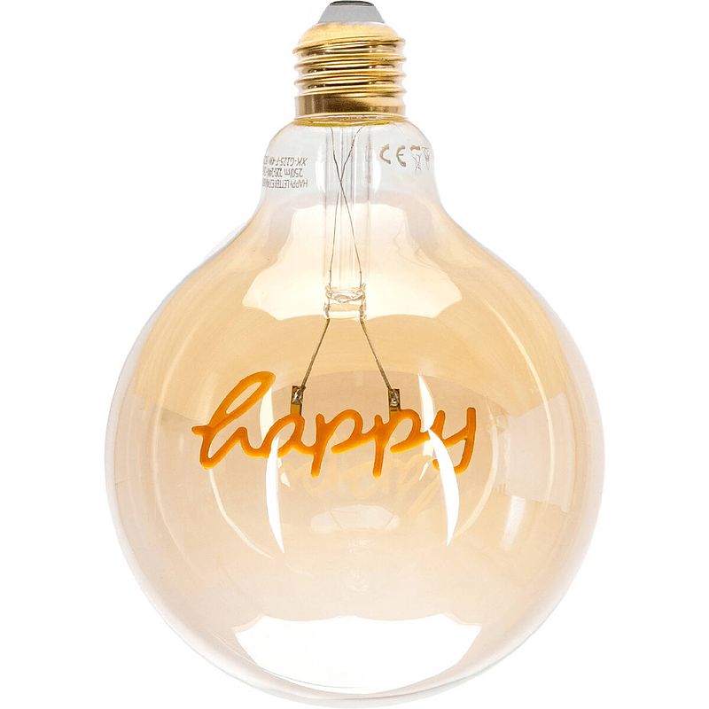 Foto van Led lamp - aigi glow happy - e27 fitting - 4w - warm wit 1800k - amber