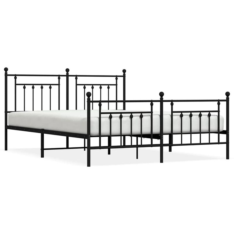 Foto van The living store bedframe classic - metaal - 207 x 166 x 97 cm - robuust - zwart