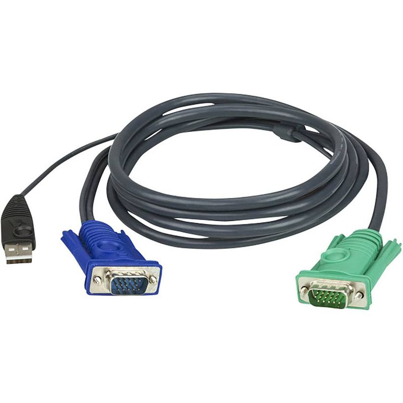 Foto van Aten kvm adapter [1x vga-stekker - 1x vga-stekker, usb-a 2.0 stekker] 1.20 m zwart