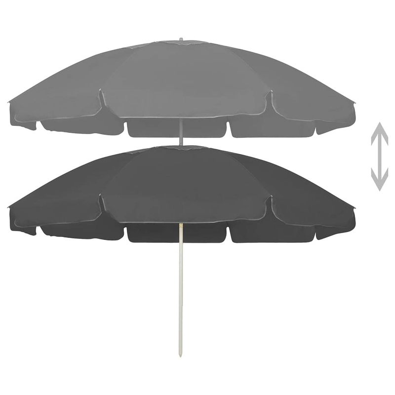 Foto van The living store strandparasol polyester antraciet 240 cm - uv-bestendig - kantelend - vrijstaande of tafelmontage -