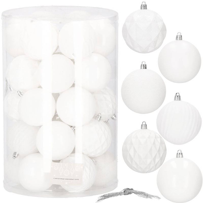 Foto van Kerstballen 30 stuks 8 cm wit