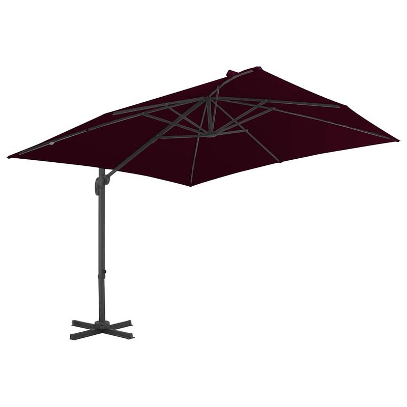 Foto van The living store hangende parasol - bordeauxrood - 300x300x258 cm - uv-beschermend polyester