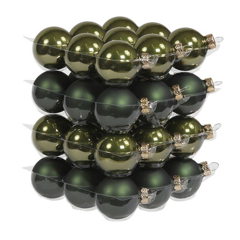 Foto van 72x donker groene glazen kerstballen 4 cm mat/glans - kerstbal