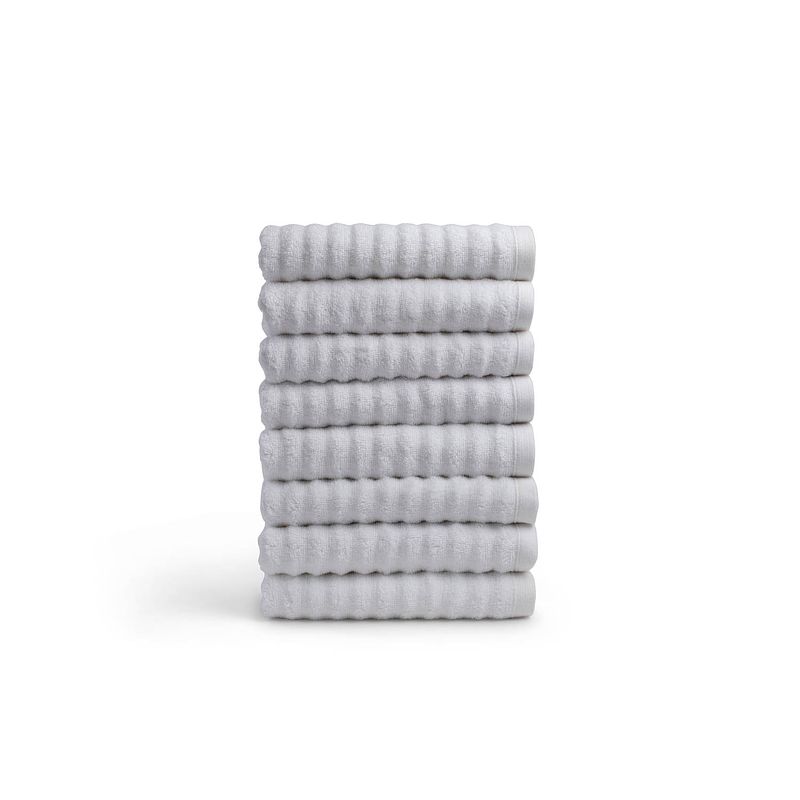Foto van Seashell wave handdoek set - 8 stuks - wit - 50x100cm - premium