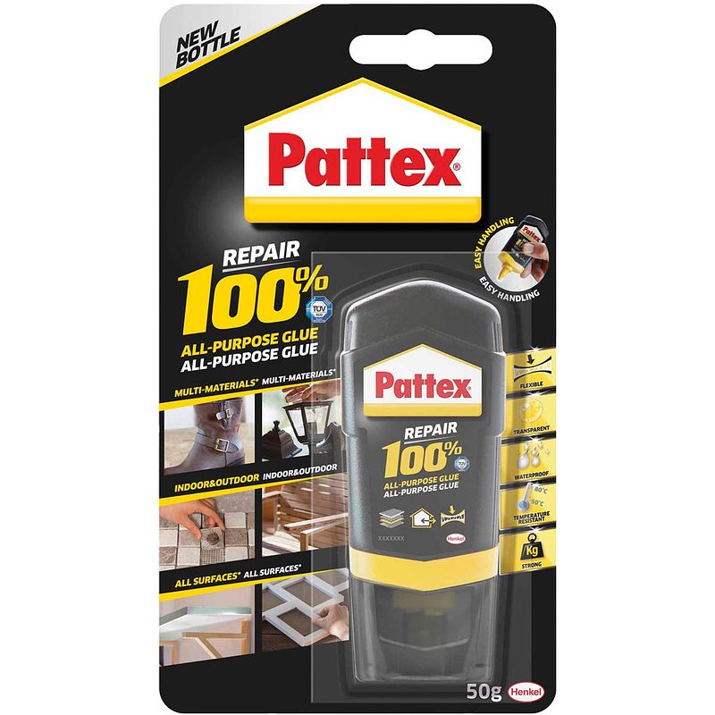 Foto van Pattex 100% lijm, tube van 50 g, op blister 12 stuks