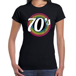 Foto van 70s / seventies verkleed t-shirt zwart voor dames - 70s, 80s party verkleed outfit m - feestshirts
