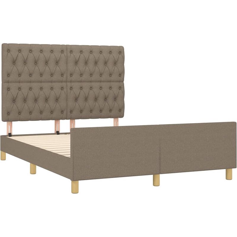 Foto van The living store bedframe the living store bedframes the living store - 203 x 146 x 118/128 cm - taupe