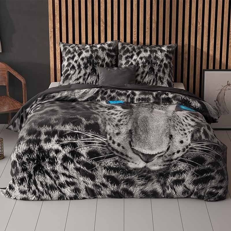 Foto van Dekbedovertrek cheetah - lits-jumeaux (240x220 cm) - grijs katoen - dessin: dieren - sleeptime - dekbed-discounter.nl