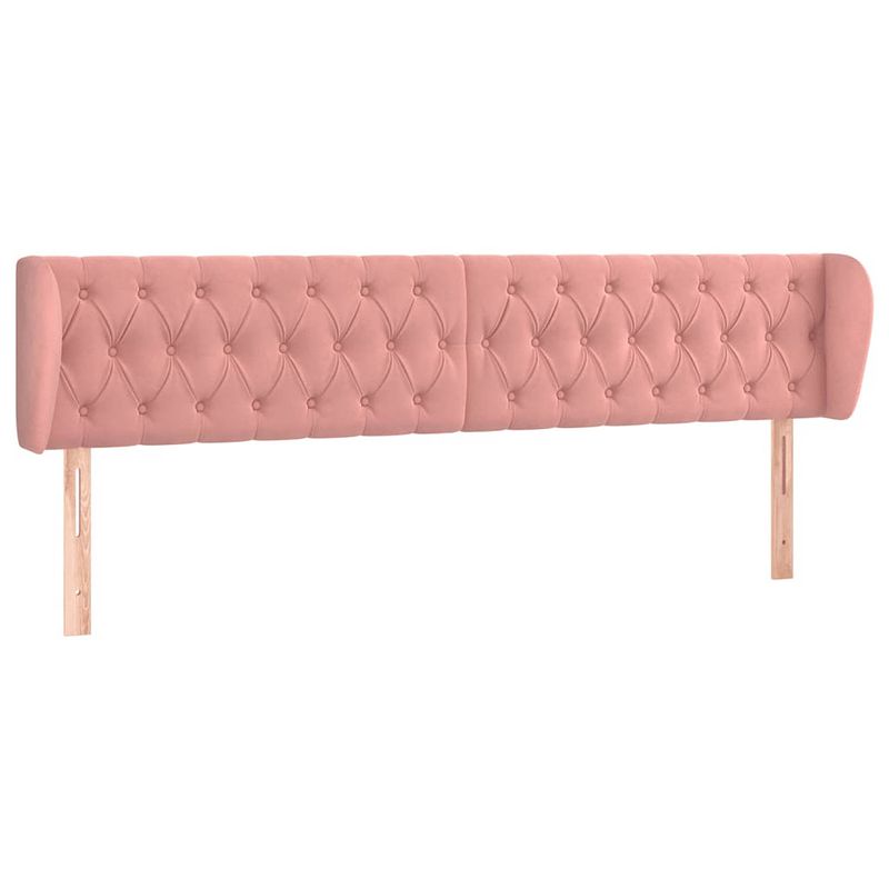 Foto van The living store hoofdbord met randen 183x23x78/88 cm fluweel roze - bedonderdeel