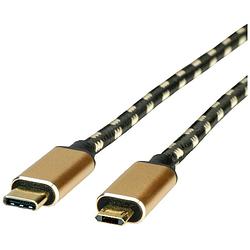 Foto van Roline usb-kabel usb 2.0 usb-c® stekker, usb-micro-b stekker 1.80 m zwart, goud afgeschermd 11.02.8790