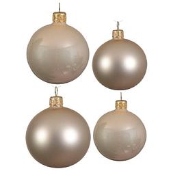 Foto van Glazen kerstballen pakket champagne glans/mat 38x stuks 4 en 6 cm - kerstbal