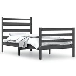 Foto van The living store houten bedframe - grijs - 205.5 x 106 x 100 cm - massief grenenhout