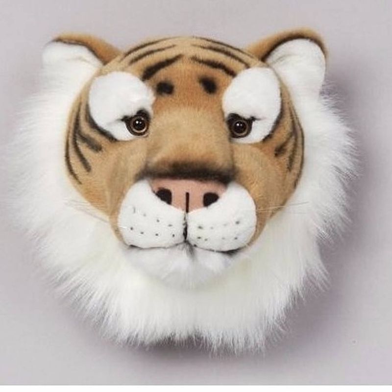 Foto van Pluche tijger dierenhoofd knuffel 30 cm - tijgerkop - kinderkamer muurdecoratie