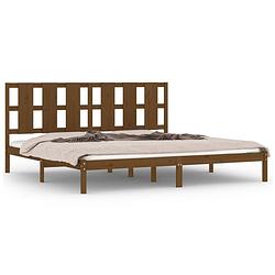 Foto van The living store houten bedframe - grenenhout - 205.5 x 185.5 x 100 cm - honingbruin