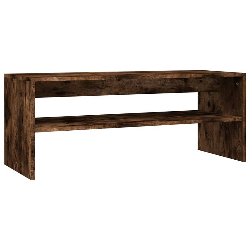 Foto van The living store salontafel - gerookt eiken - 100 x 40 x 40 cm - bewerkt hout