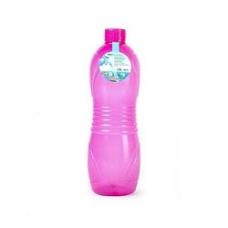 Foto van Plasticforte drinkfles/waterfles/bidon - 1500 ml - transparant/roze - kunststof - drinkflessen