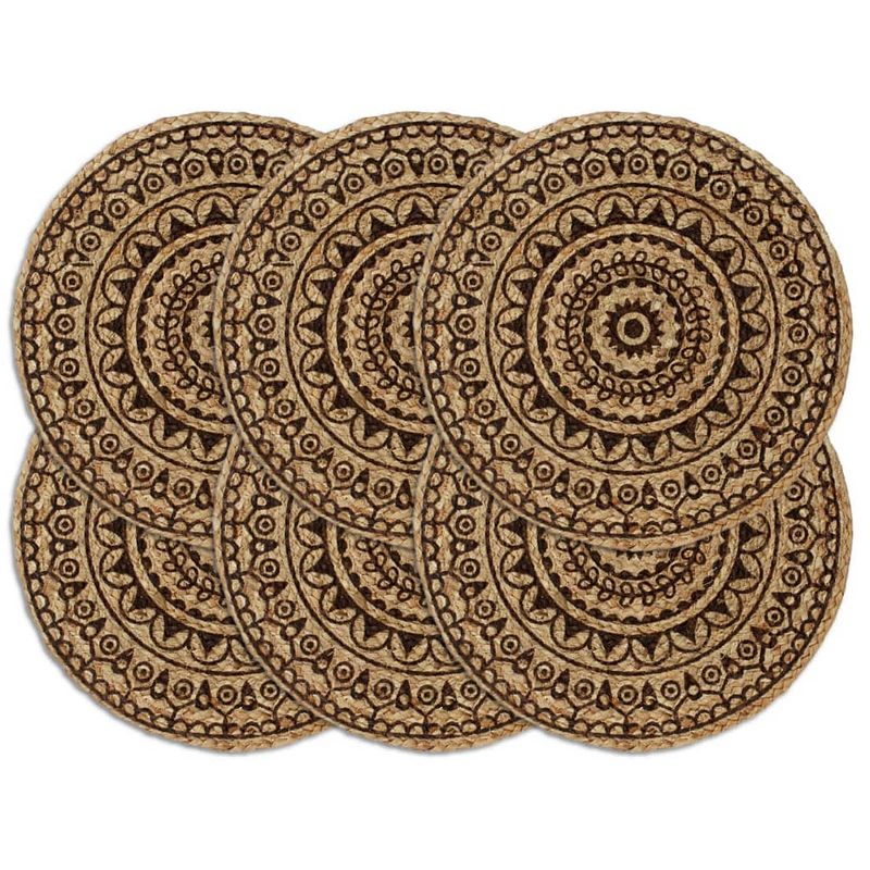 Foto van Vidaxl placemats 6 st rond 38 cm jute donkerbruin