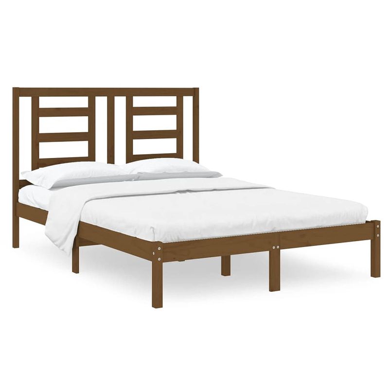 Foto van Vidaxl bedframe massief hout honingbruin 120x190 cm 4ft small double