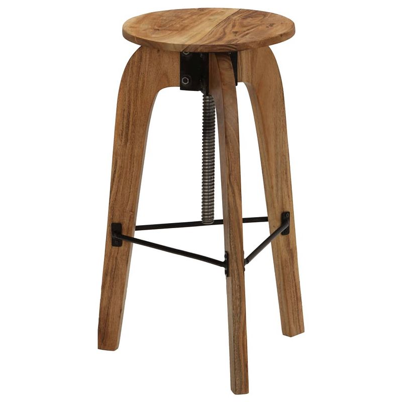 Foto van The living store houten barstoelen - set van 2 - acaciahout en staal - in hoogte verstelbaar