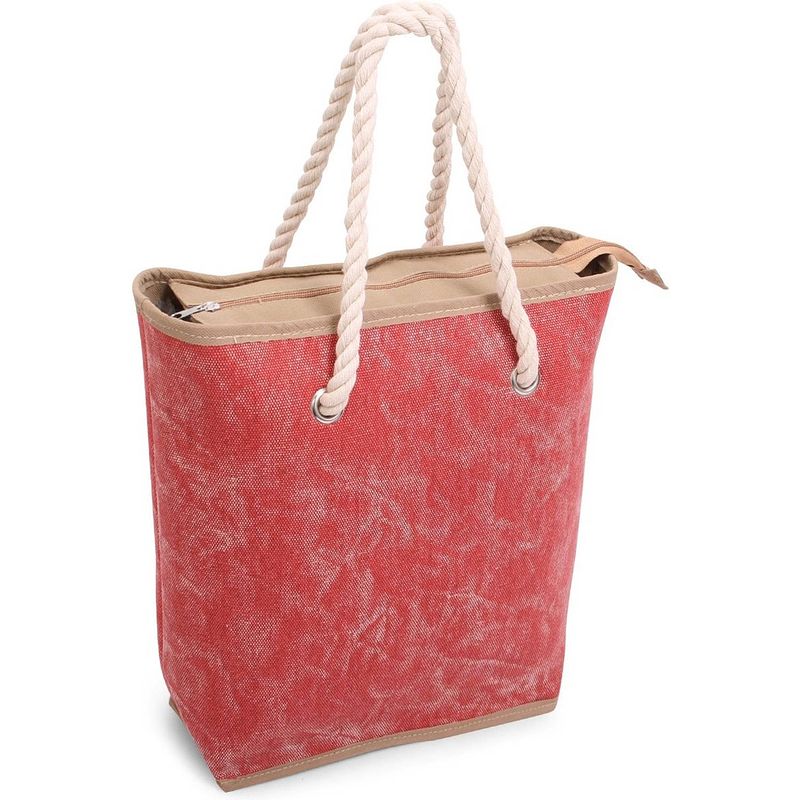 Foto van Norlander canvas shopper - strandtas - boodschappentas - rood - 37 x 37 x 13 cm - 7 liter - bohemian style