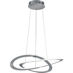 Foto van Led hanglamp - hangverlichting - trion oaky - 52w - warm wit 3000k - dimbaar - rond - mat nikkel - aluminium