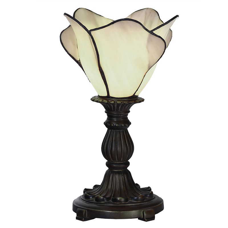 Foto van Haes deco - tiffany tafellamp beige ø 20x30 cm fitting e14 / lamp max 1x25w