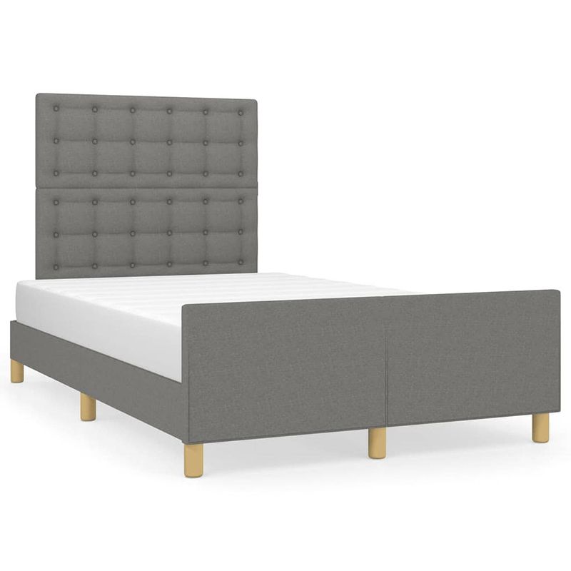 Foto van The living store bedframe - donkergrijs - 203 x 126 x 118/128 cm - verstelbaar hoofdeinde