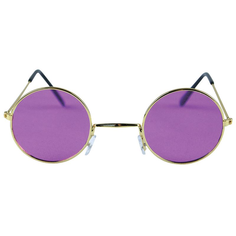 Foto van Paarse hippie flower power zonnebril met ronde glazen - verkleedbrillen