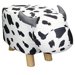 Foto van Womo-design dierenkrukje koe wit/zwart, 64x31x37 cm, gemaakt van imitatieleer