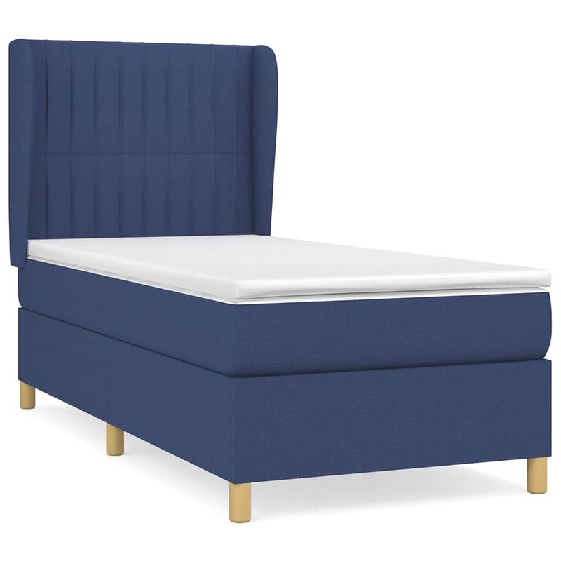 Foto van The living store boxspringbed - rustgevende nacht - bed - matras en topmatras - blauw - 193x93x118/128cm -