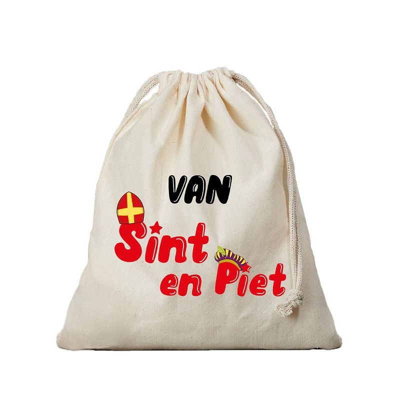 Foto van 1x sinterklaas cadeauzak van sint en piet met koord voor pakjesavond als cadeauverpakking - cadeauverpakking feest